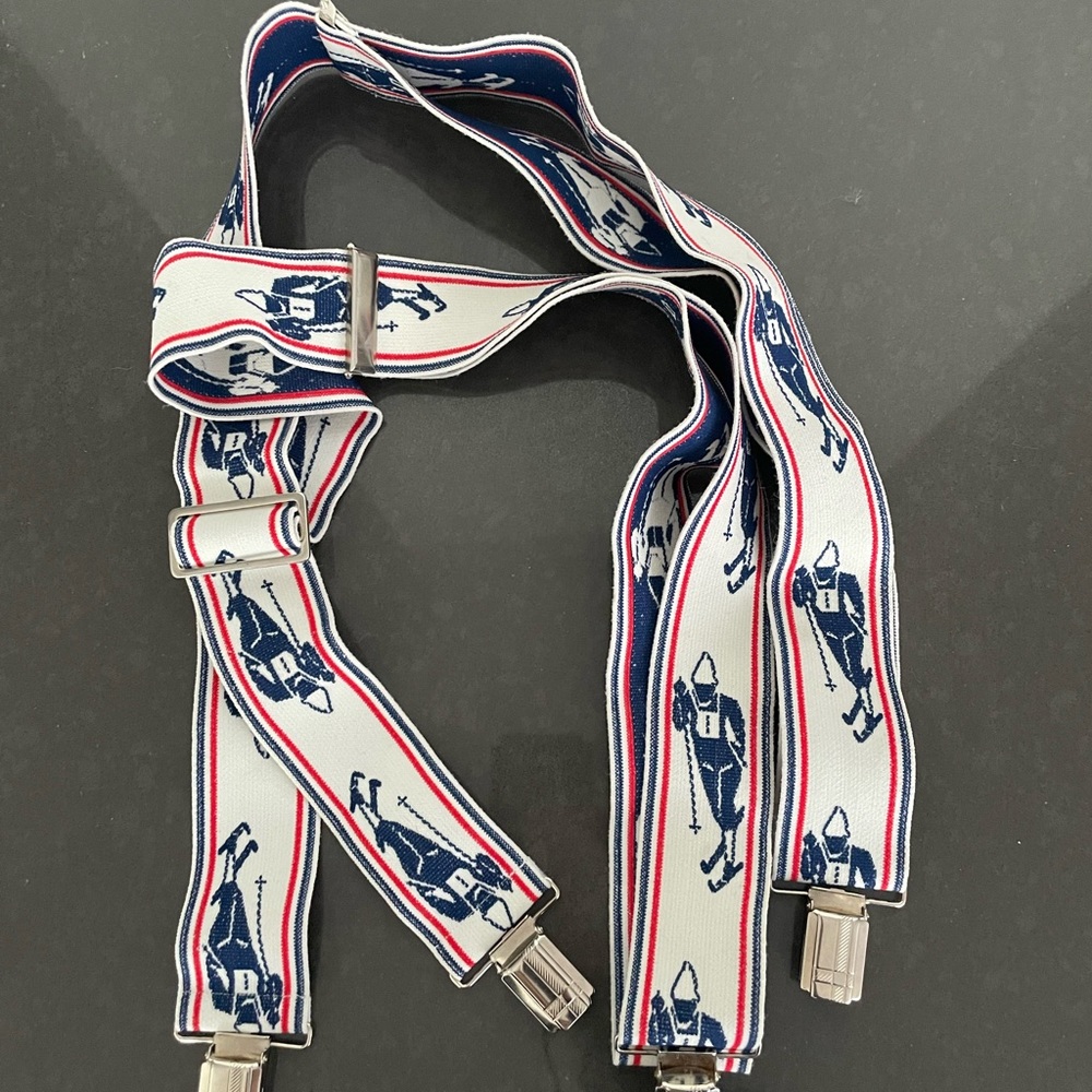 Vintage clip on suspenders for adults - skiing